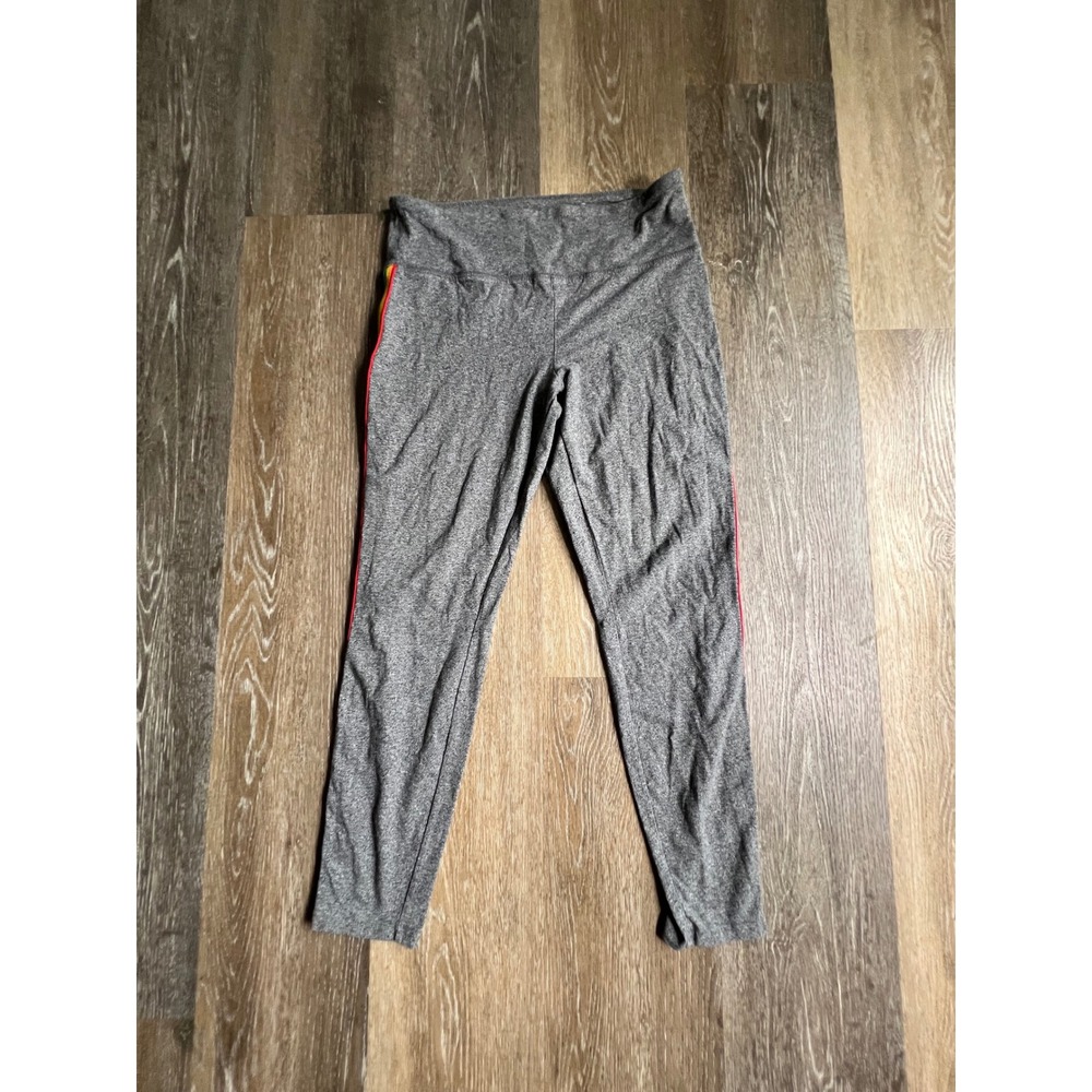 Mossimo Leggings Womens Size M Gray Rainbow Side Stripe High Waisted Athletic